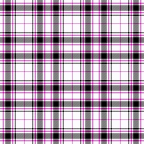 Tartan Plaid in off white with black and fuchsia