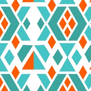Rhombus, Triangle, and Trapezoid - mint and orange