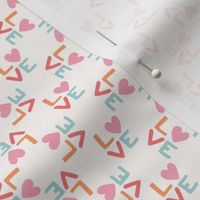 Love letters type text checkers in pink orange blue on cream -  SMALL SCALE