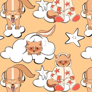 Bedtime for Little Foxes milky orange background