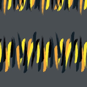 Yellow, orange, black and dark teal brush strokes - Medium scale