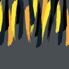 Yellow, orange, black and dark teal brush strokes - Large scale