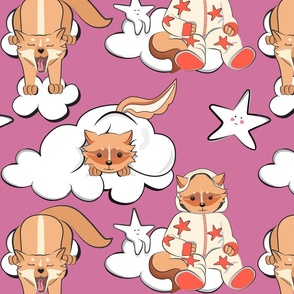 Bedtime for Little Foxes mulberry background