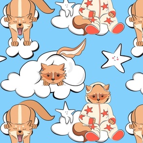 Bedtime for Little Foxes sky blue background