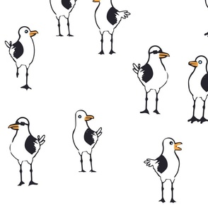  Quirky Seagulls - Coastal Sea Bird Seagull - Black and White
