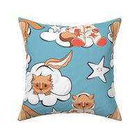 Bedtime for Little Foxes soft teal background