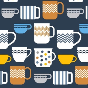 Pretty mug cups - navy 