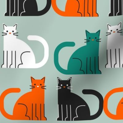 Four colored cats