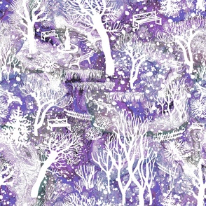 Magical forest in the snow