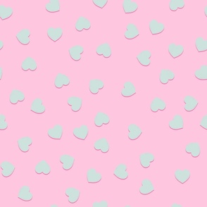 Mod Mint Hearts Toss (cotton candy pink) XL