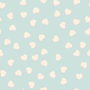 Mod Off-White Hearts Toss (seaglass mint) large