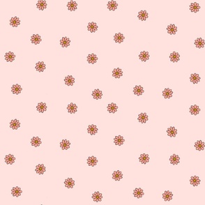Ditsy Pink Flowers on Blush Pink - Small Scale