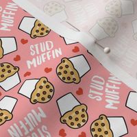 (small scale) Stud Muffin - Valentine's Day -  toss on pink with hearts  - LAD22