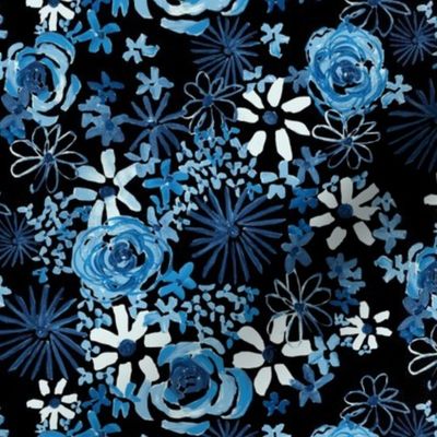 Shades of Blue Acrylic Floral 