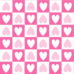 Mod Checker Hearts (pink sorbet- cotton candy pink) medium 