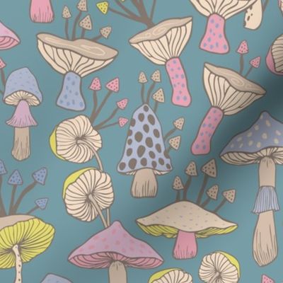 Mushroom Garden - Vintage Blue