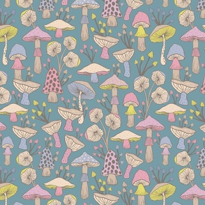 Mushroom Garden - Vintage Blue