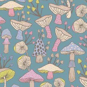 Mushroom Garden L - Vintage Blue