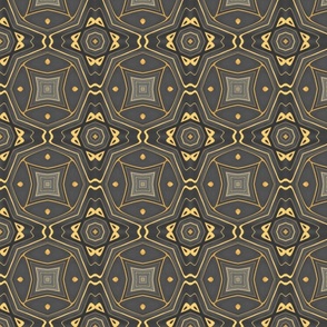 Tribal Print In Dark Green and Gold