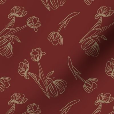 Deep Red Floral Pattern -Holiday Past Flower