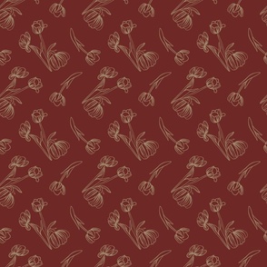 Deep Red Floral Pattern -Holiday Past Flower