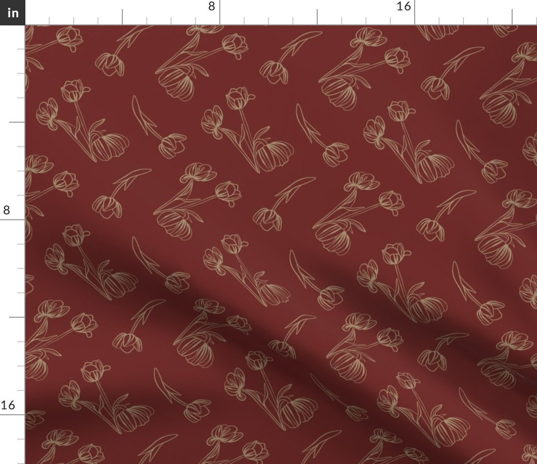 Deep Red Floral Pattern -Holiday Past Flower