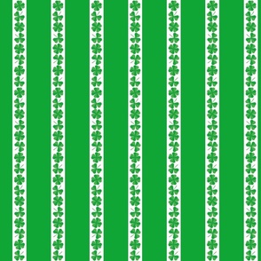 Single  Striped St. Patricks 3 and 4-Leafed Shamrocks in Kelly Green