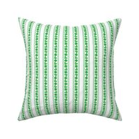Small Double Striped St. Patricks 3 and 4-Leafed Shamrocks in Kelly Green on White