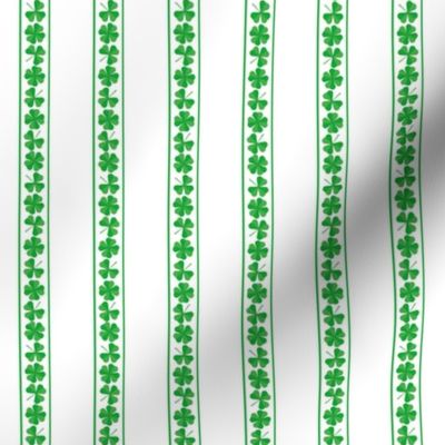 Small Single  Striped St. Patricks 3 and 4-Leafed Shamrocks in Kelly Green on White