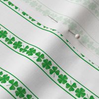 Small Single  Striped St. Patricks 3 and 4-Leafed Shamrocks in Kelly Green on White