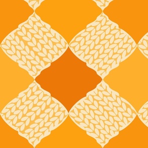 Ogee damask in shades of yellow - medium Scale