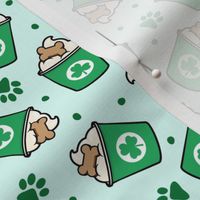 St. Patrick's Day dog coffee treat - shamrocks & paws - mint - Holiday dog - LAD22
