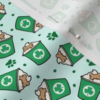 (small scale) St. Patrick's Day dog coffee treat - shamrocks & paws - mint - Holiday dog - LAD22