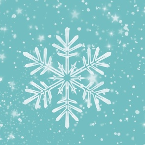 Snowflakes on mint / turquoise - Large scale