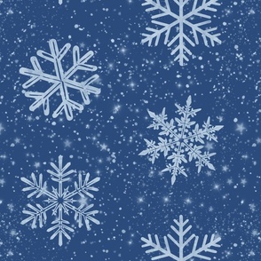 Snowflakes Denim blue - medium scale