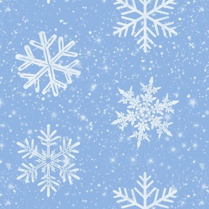 Snowflakes Cornflower - medium scale