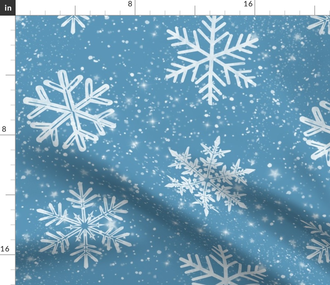 Snowflakes Cornflower - medium scale