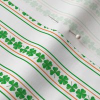 Double Striped Orange and Green St. Patricks 3 and 4-Leafed Shamrocks in Kelly Green on White