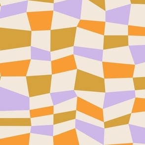 Modern checkerboard / Medium scale / Purple + yellow + beige