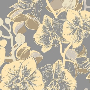 Grey botanica with orchids
