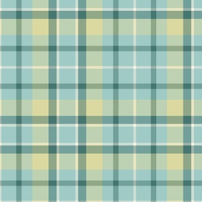 Light teal, dark teal and light olive traditional tweedy plaid - coordinate for Retro Christmas 2022