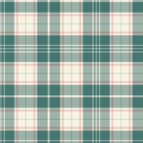 Dark teal, ivory and rose pink traditional tweedy plaid - coordinate for Retro Christmas 2022
