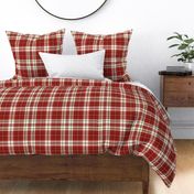 Dark poppy red and ivory traditional tweedy plaid - coordinate for Retro Christmas 2022