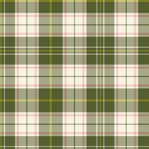 Khaki, ivory and rose pink traditional tweedy plaid - coordinate for Retro Christmas 2022
