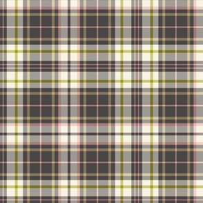 Charcoal, ivory, rose pink and olive traditional tweedy plaid - coordinate for Retro Christmas 2022