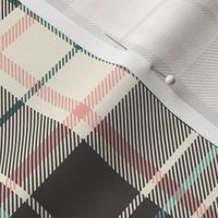 Charcoal, ivory, rose pink and teal traditional tweedy plaid - coordinate for Retro Christmas 2022