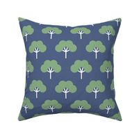 Fan Tree Geo More Space - Green on Navy (Medium Scale)