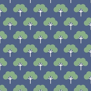 Fan Tree Geo More Space - Green on Navy (Medium Scale)