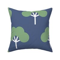 Fan Tree Geo More Space - Green on Navy (Jumbo Scale)