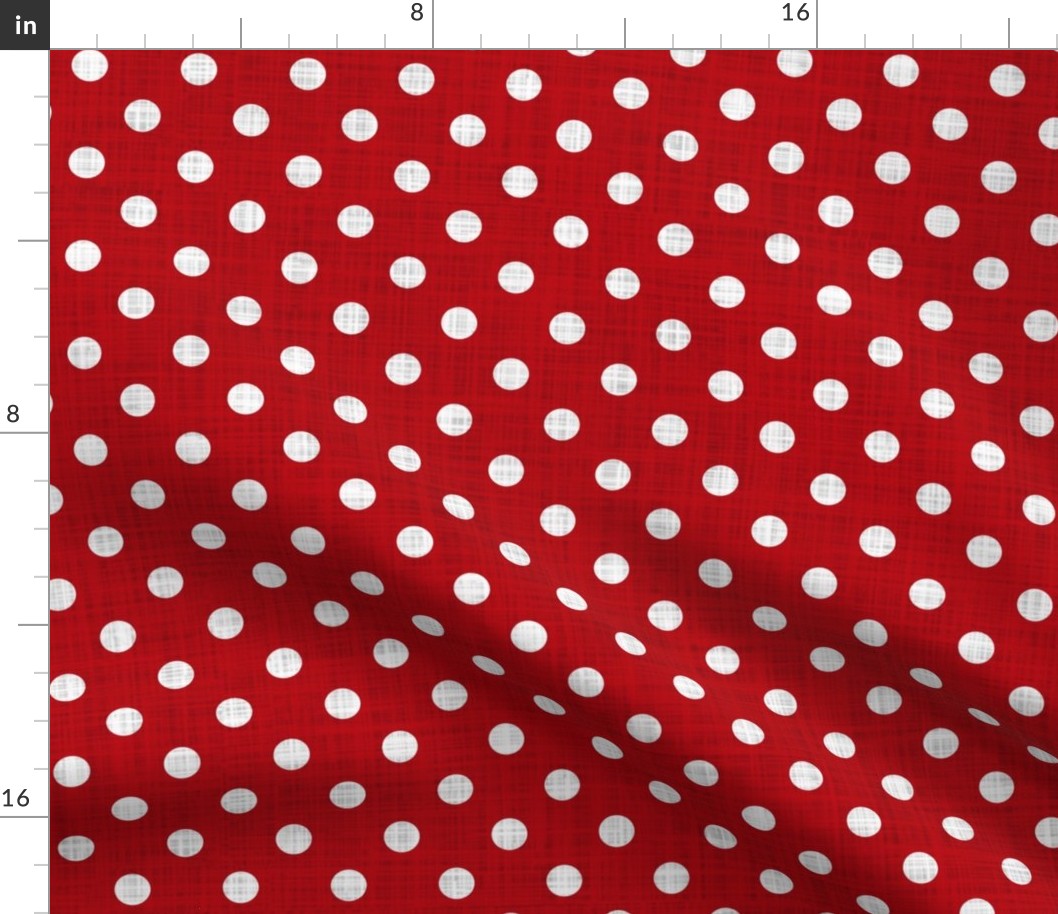 Valentine Polka Dots Red Linen